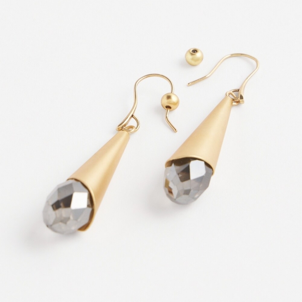 NWT Chico's No Droop™ Gold Tone Stone Drop Earrings - Picture 2 of 3